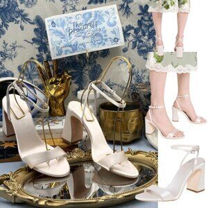 🆕 LOEFFLER RANDALL 🧿 NWOB Malia Curved−Heel Sandal, 90MM/3.5 IN,Cream - Sz 6.5